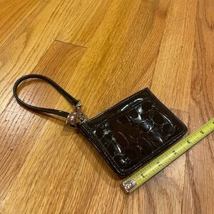 Coach Glossy Black Wristlet with Keychain